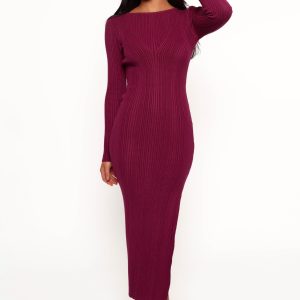 Mattie Long Sleeve Maxi Dress – Plum