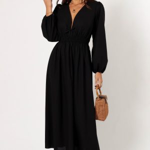 Cece Long Sleeve Maxi Dress – Black